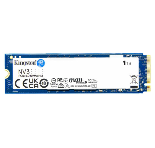 Kingston NV3 PCIe 4.0 NVMe Internal SSD, 1TB Capacity, M.2 2280 Form Factor, 6000 MB/s Sequential Read & 4000 MB/s Sequential Write Speed, 3D NAND Technology, 320 TBW Endurance